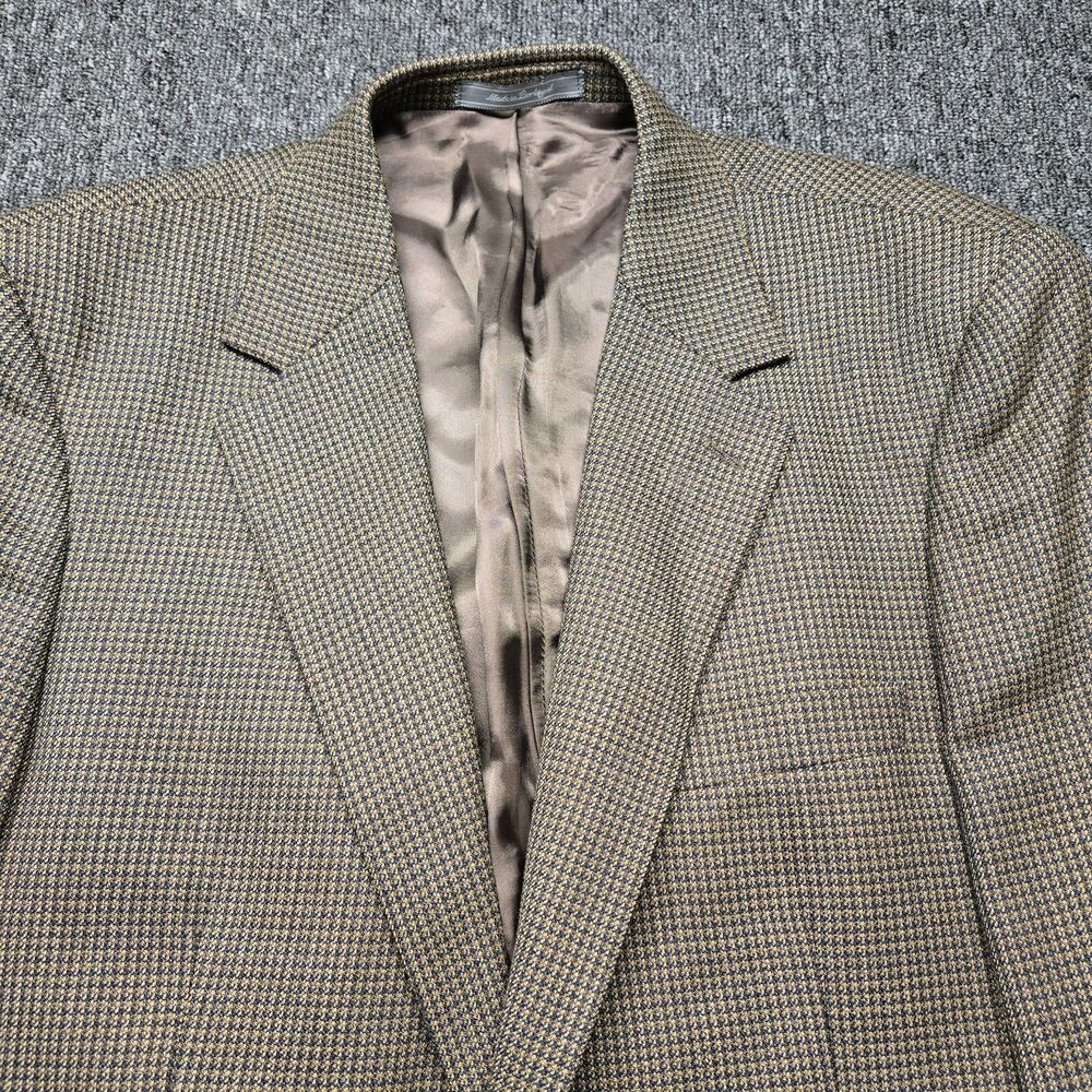 Talbots Men’s Blazer 42R Brown Houndstooth Wool Made in Portugal Jacket